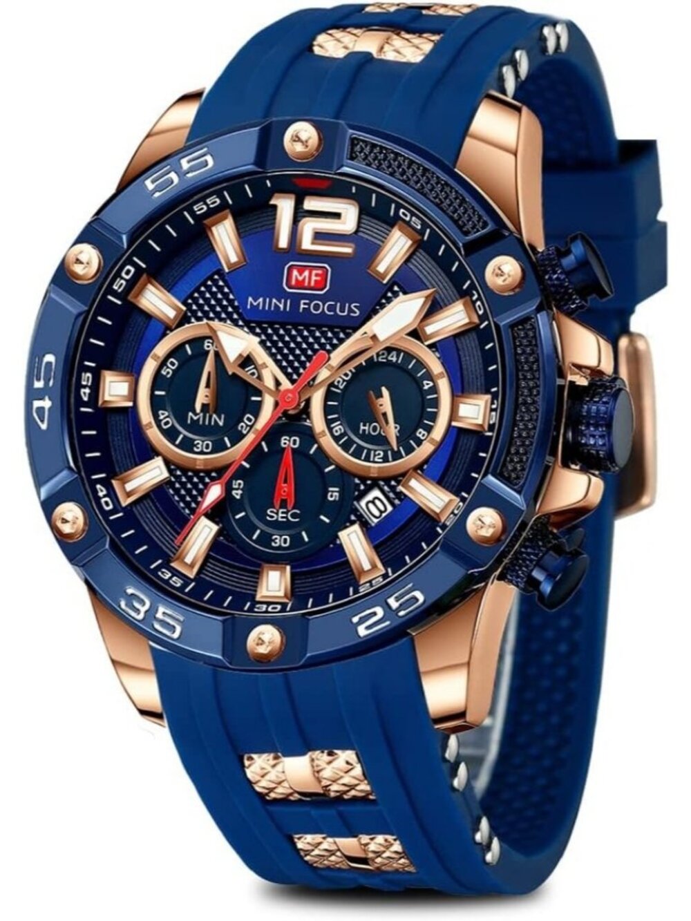 Men's Blue Analog Quartz Waterproof Chronograph Classic Stylish Casual Watch